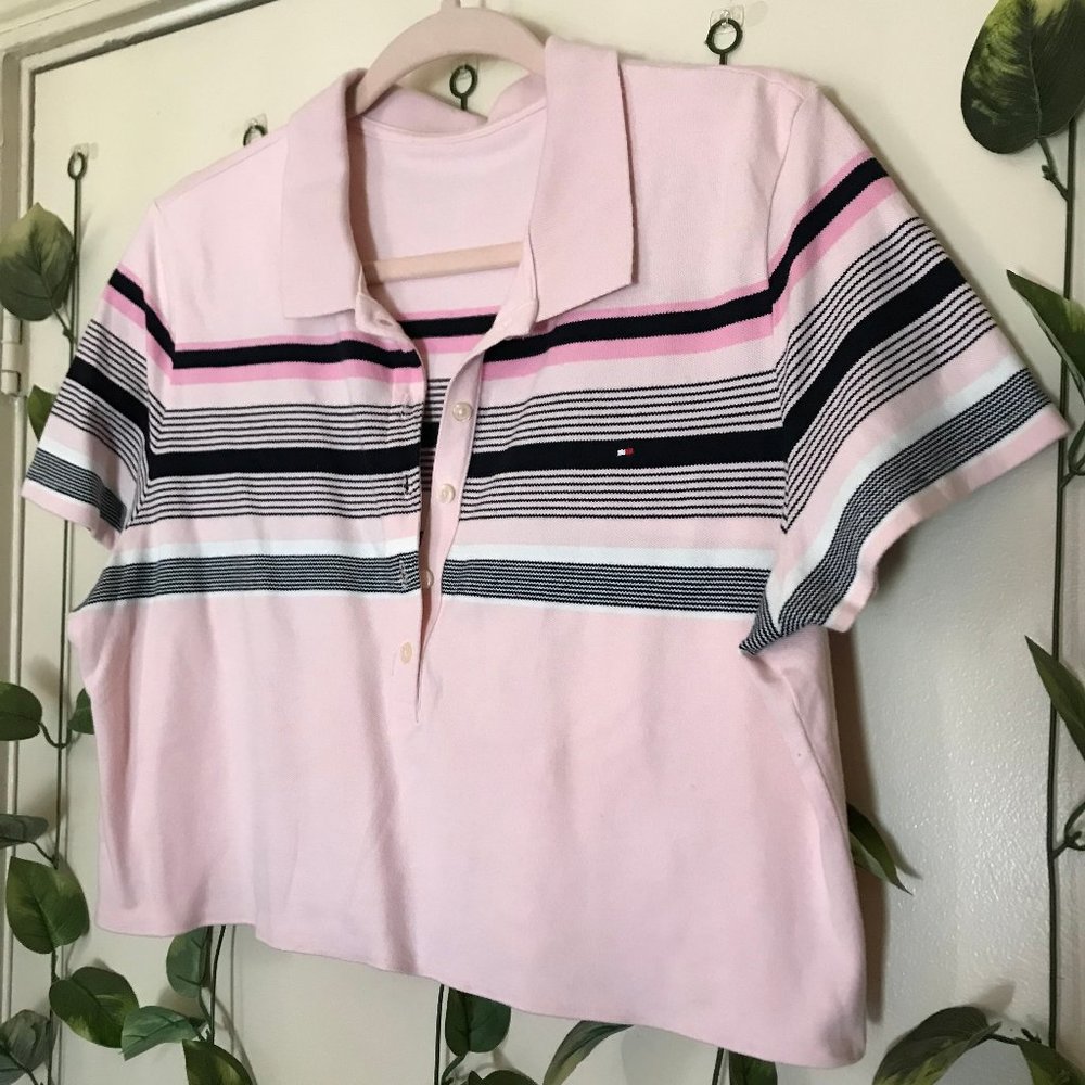 ❤️❤️❤️cropped Tommy Hilfiger striped polo shirt